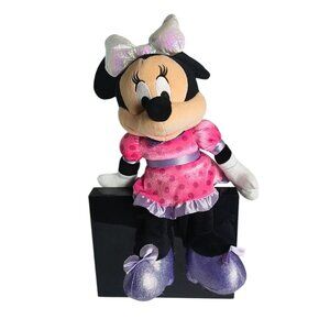 Disney Minnie Mouse Plush Doll 18" Pink & Purple Sparkle Dress